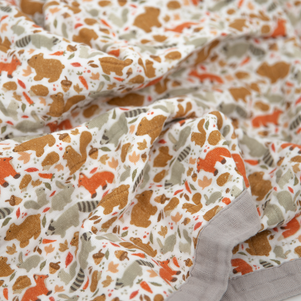 Cotton Muslin Baby Quilt - Fall Friends by Little Unicorn