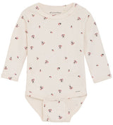 Ribbed Bodysuit in White Swan w/ Ladybugs by Minymo