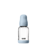Baby Glass Bottle Set 4oz Silicone- Baby Blue (Slow Flow) by Bibs