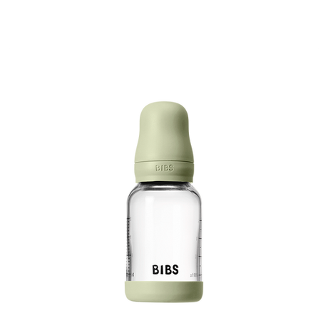 Baby Glass Bottle Set 4oz Silicone (Slow Flow) - Sage by Bibs