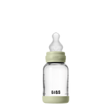 Baby Glass Bottle Set 4oz Silicone (Slow Flow) - Sage by Bibs
