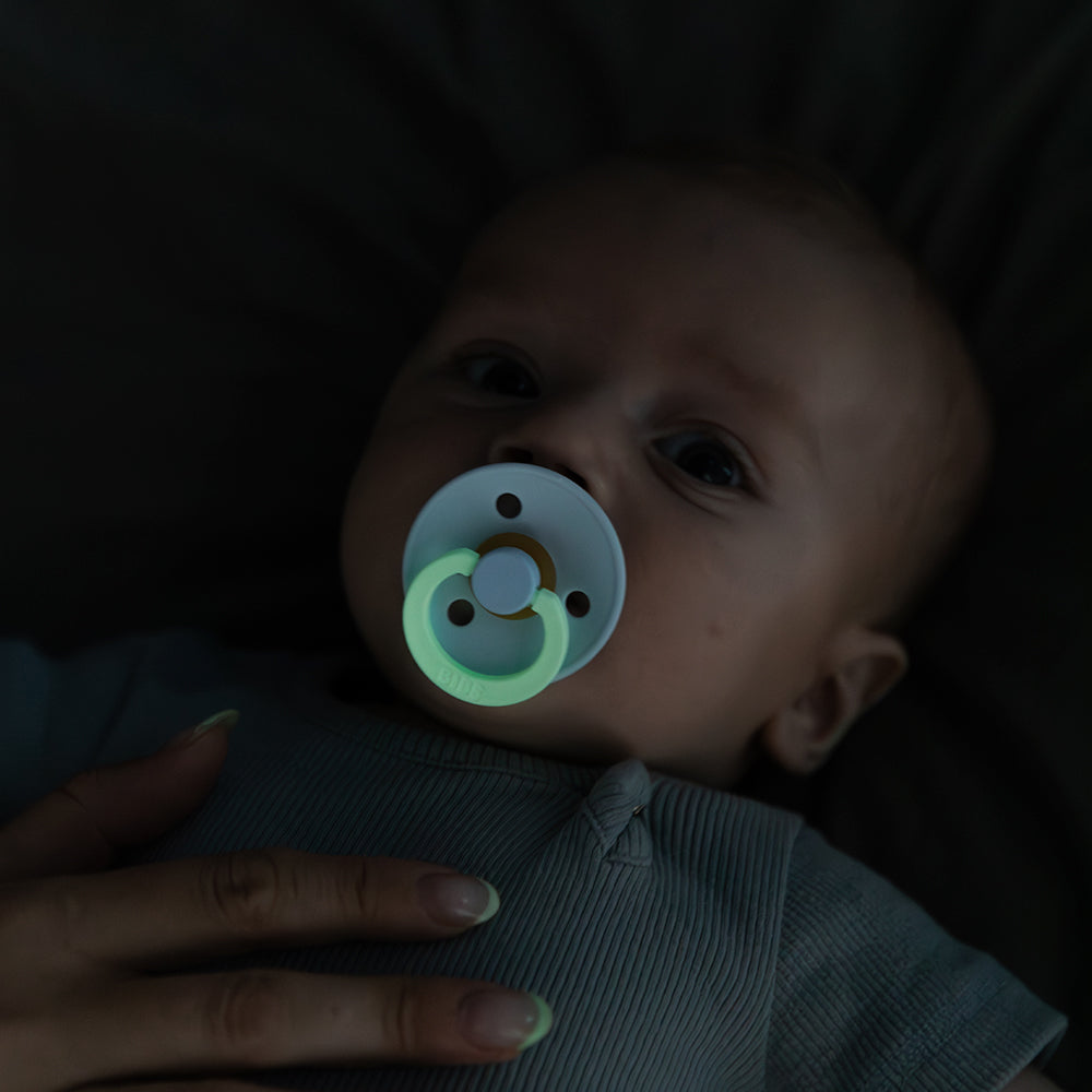 Colour GLOW Pacifiers 2 Pk- Petrol/Deep Space by Bibs