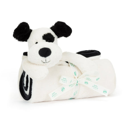 Bashful Black & Cream Puppy Blankie by Jellycat