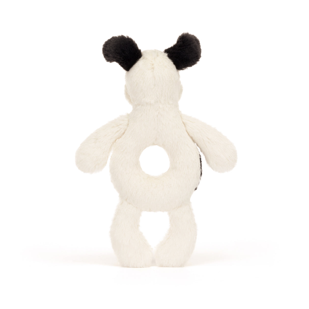Bashful Black and Cream Puppy Ring Rattle by Jellycat