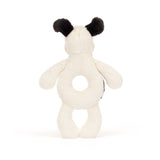 Bashful Black and Cream Puppy Ring Rattle by Jellycat
