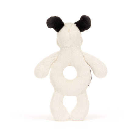 Bashful Black and Cream Puppy Ring Rattle by Jellycat