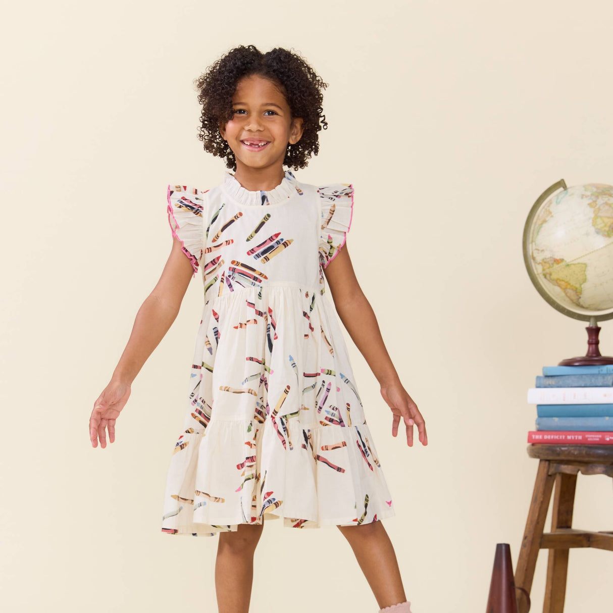 Girls Jennifer Dress- Tossed Crayons by Pink Chicken