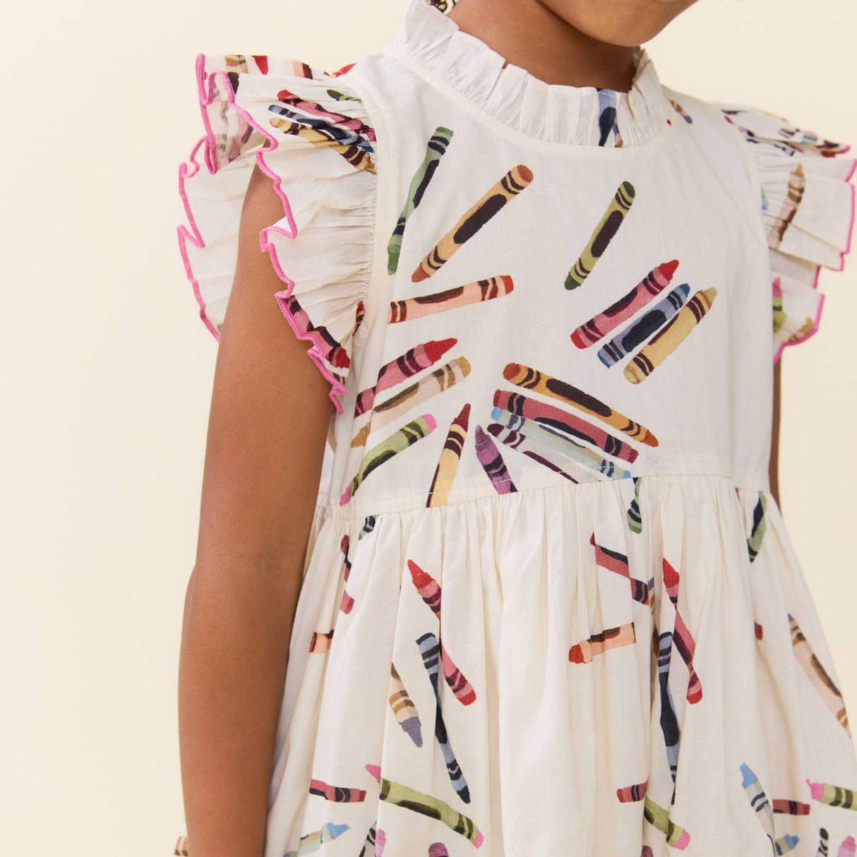 Girls Jennifer Dress- Tossed Crayons by Pink Chicken