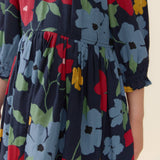 Girls Amara Dress- Navy Hibiscus Floral by Pink Chicken