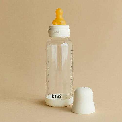 Baby Glass Bottle Set 8oz Latex (Medium Flow) - Ivory by Bibs