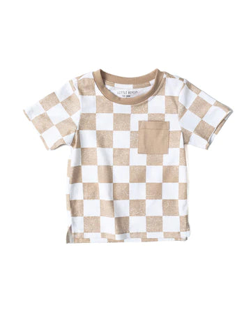Checkered Tee - Beige by Little Bipsy