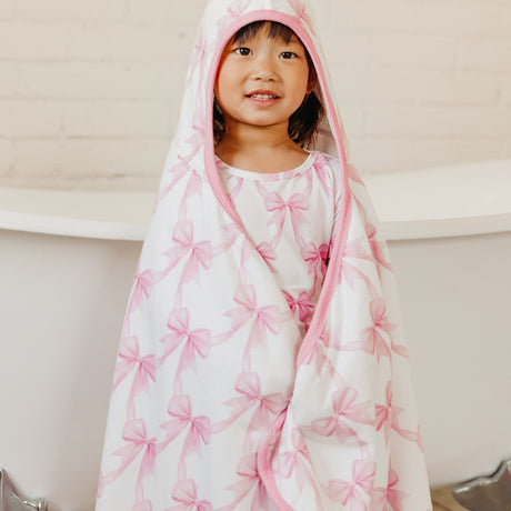 Premium Big Kid Hooded Towel- Bow My Gosh by Copper Pearl