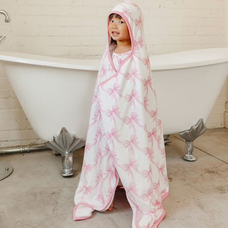 Premium Big Kid Hooded Towel- Bow My Gosh by Copper Pearl