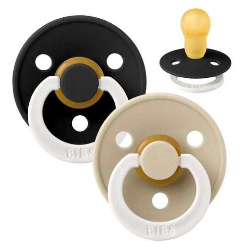 Colour GLOW 2 pk Pacifiers- Black/Vanilla by Bibs