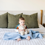 Waffle Knit Receiving Blanket- Blue Jay by Saranoni