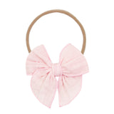 Cloud Muslin Heirloom Bow- Blush Headband by Lou Lou & Company