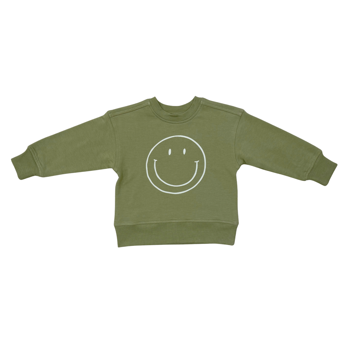 Boxy Sweatshirt- Smile in Deep Olive by Babysprouts