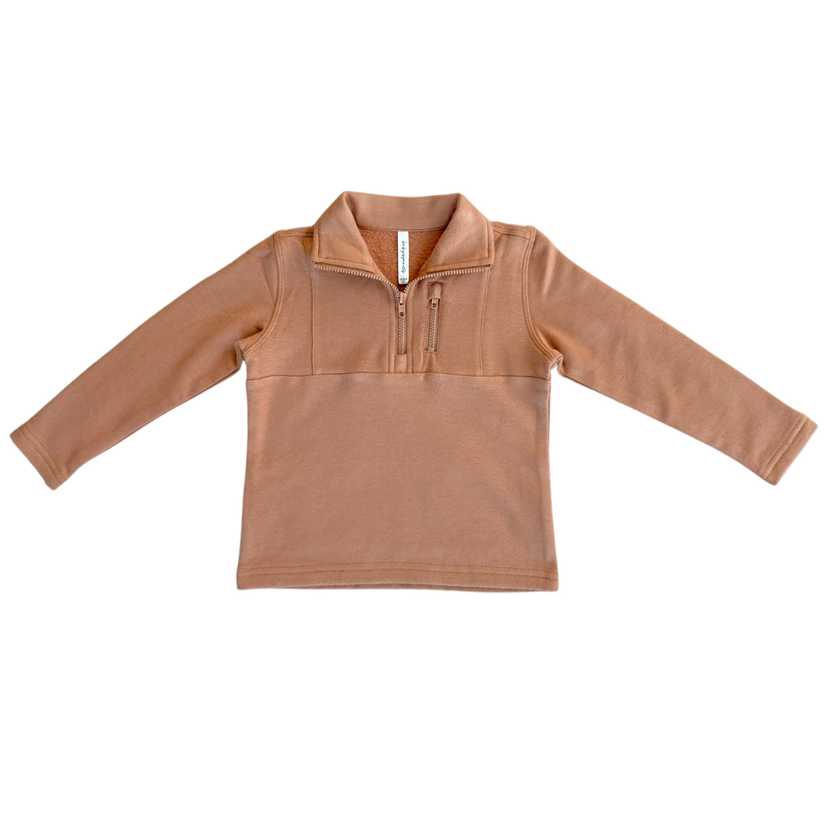 Boy's 3/4 Fleece Zip Sweatshirt- Caramel by babysprouts