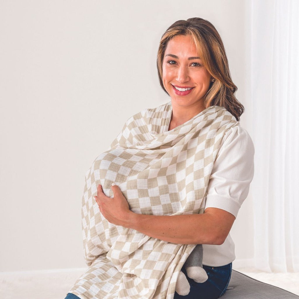 Breastfeeding Boss™- Taupe Checkerboard by Itzy Ritzy