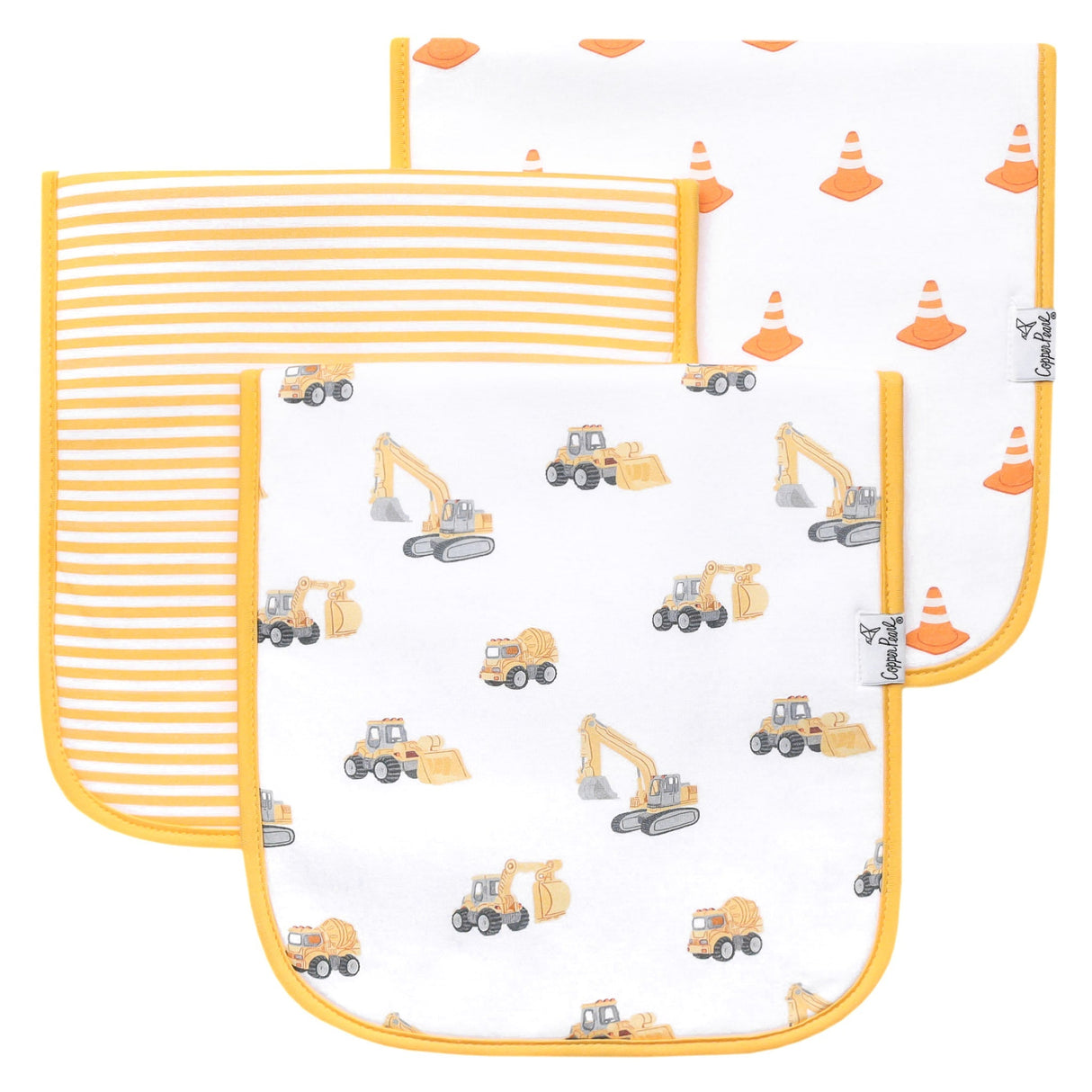 Premium Burp Cloths- Dozer by Copper Pearl