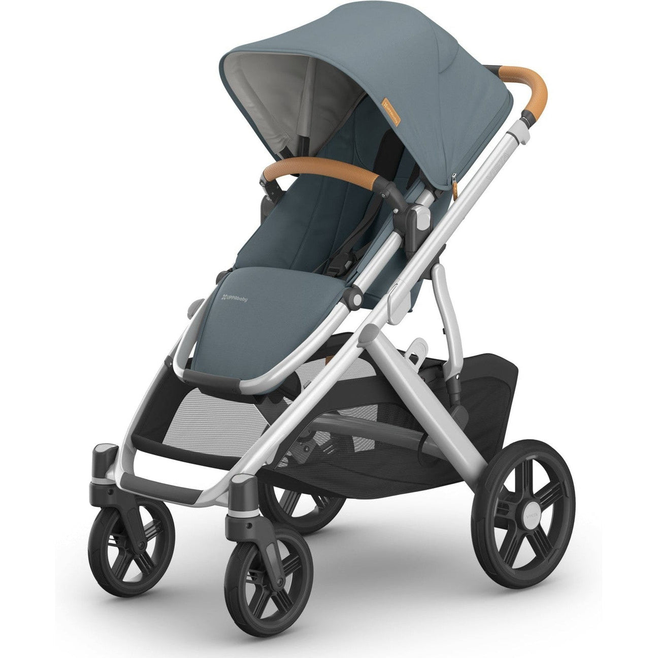 UPPAbaby Vista V3 stroller in Callum stone blue, three-quarter front view