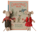 Christmas twin mice, Little sister and brother in book by Maileg