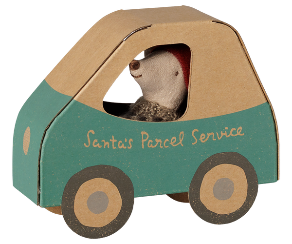 Christmas mouse, Little brother in car box by Maileg