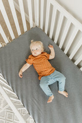 Premium Knit Fitted Crib Sheet in Slate by Copper Pearl