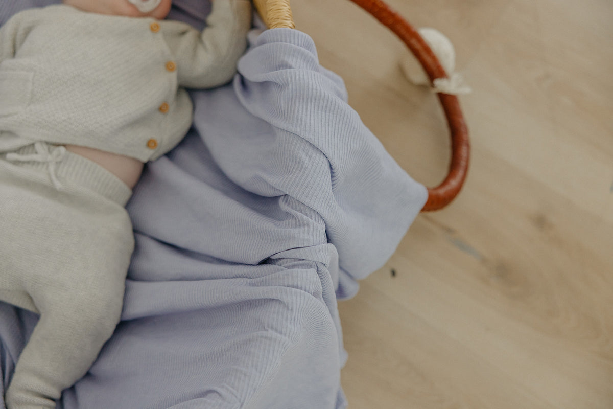Rib Knit Swaddle Blanket - Periwinkle by Copper Pearl