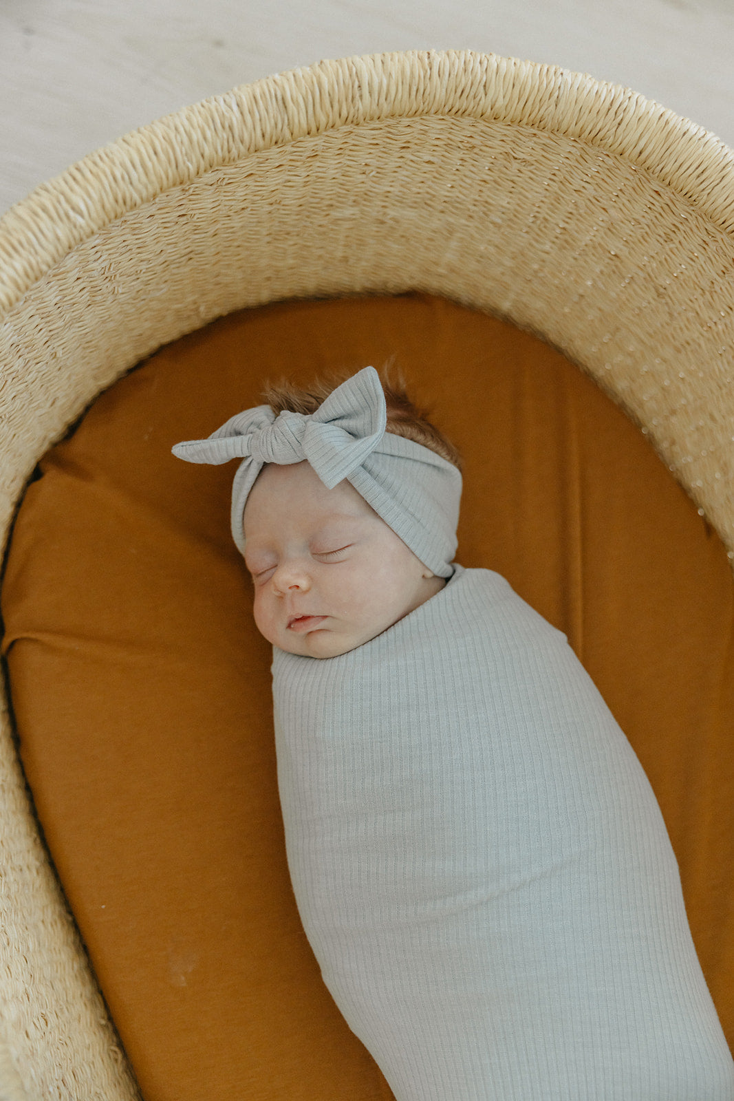 Rib Knit Headband Bow - Ash by Copper Pearl