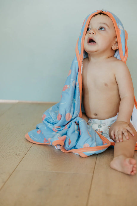 Premium Baby Knit Hooded Towel - Clementine by Copper Pearl