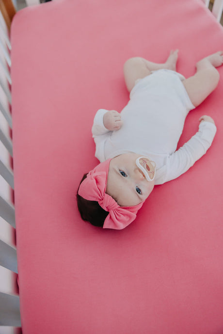 Knit Headband Bow in Flamingo by Copper Pearl