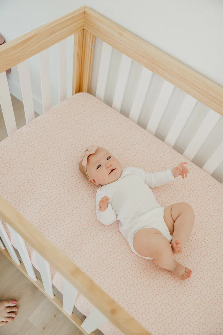 Premium Knit Fitted Crib Sheet in Dottie by Copper Pearl