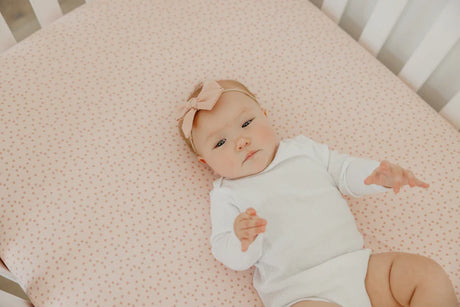 Premium Knit Fitted Crib Sheet in Dottie by Copper Pearl