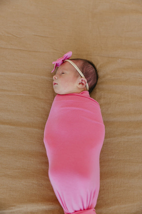 Knit Swaddle Blanket in Flamingo by Copper Pearl