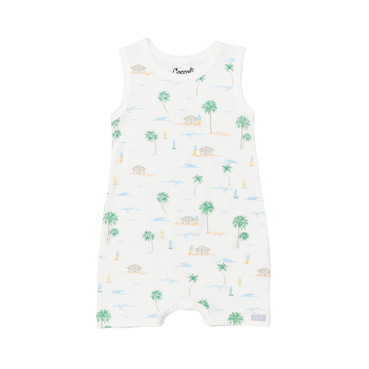 Infant Boy Cotton-Modal Romper in Palm Trees by Coccoli