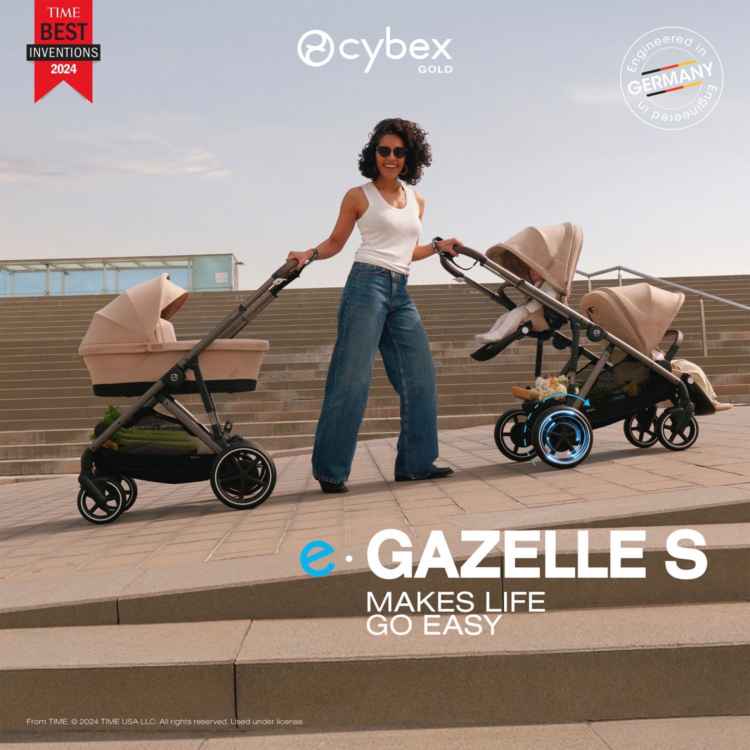 Cybex e-Gazelle S Electronic Assist Single-to-Double Stroller