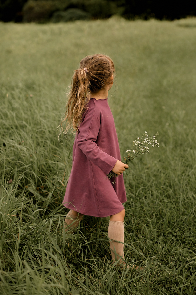 French Terry Pullover Dress- Berry by Go Gently Nation