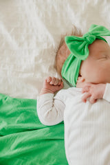 Knit Headband Bow in Lime by Copper Pearl