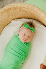 Knit Swaddle Blanket in Lime by Copper Pearl