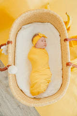 Knit Swaddle Blanket in Banana by Copper Pearl