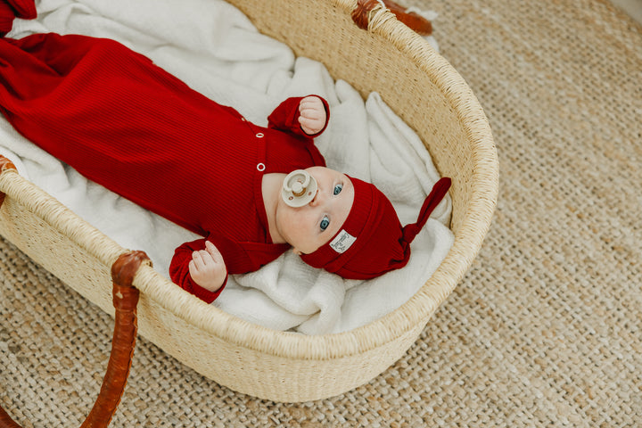 Top Knot Hat in Cranberry by Copper Pearl