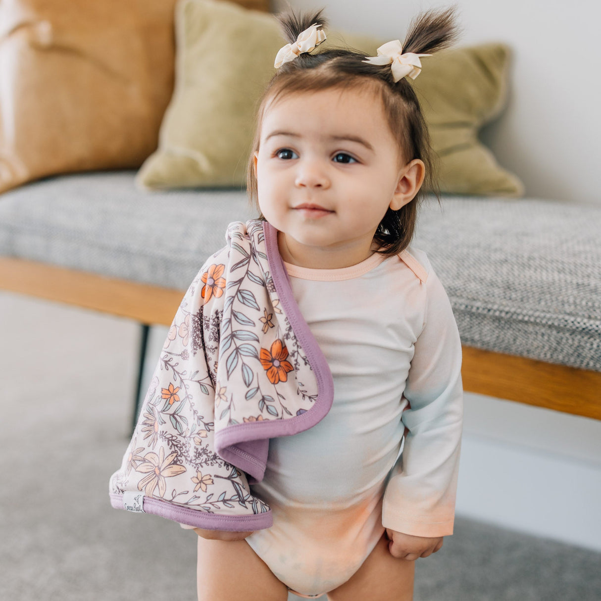 Three-Layer Security Blanket Set in Flora by Copper Pearl