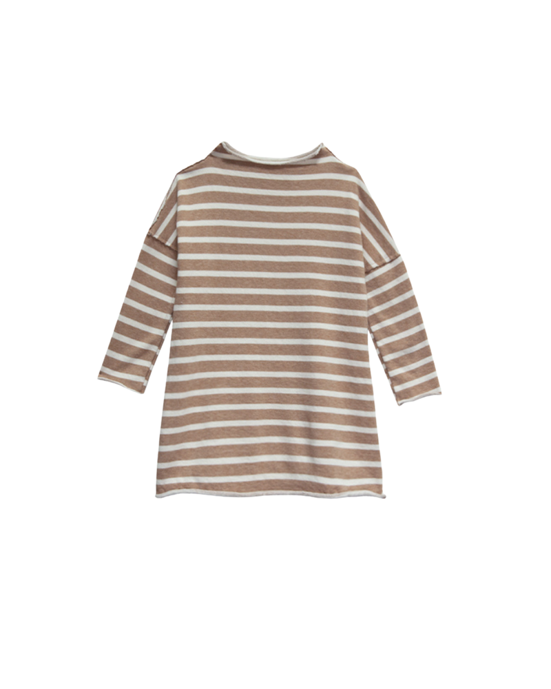 French Terry Pullover Dress- Camel Stripe by Go Gently Nation