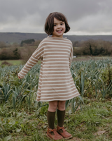 French Terry Pullover Dress- Camel Stripe by Go Gently Nation