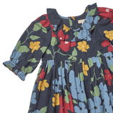 Girls Amara Dress- Navy Hibiscus Floral by Pink Chicken