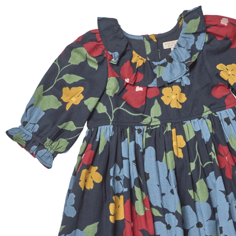 Girls Amara Dress- Navy Hibiscus Floral by Pink Chicken