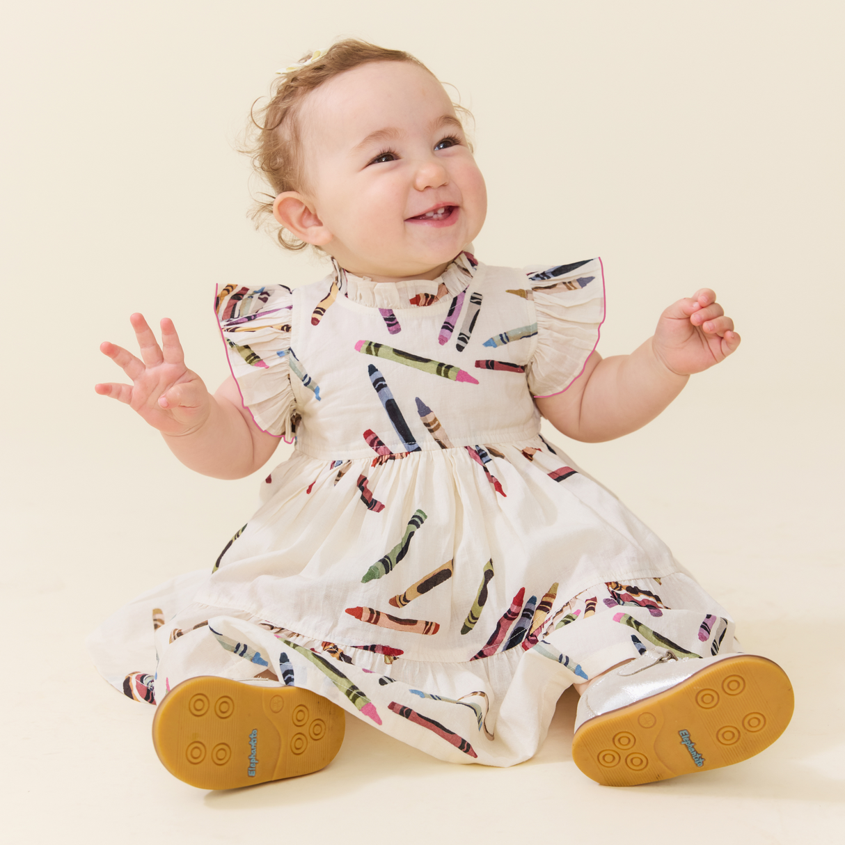 Baby Girls Jennifer Dress Set- Tossed Crayons by Pink Chicken