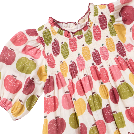 Girls Puff Sleeve Stevie- Pink Delicious Apples by Pink Chicken