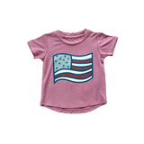 Girl's Short Sleeve Tee- Retro Flag by Babysprouts